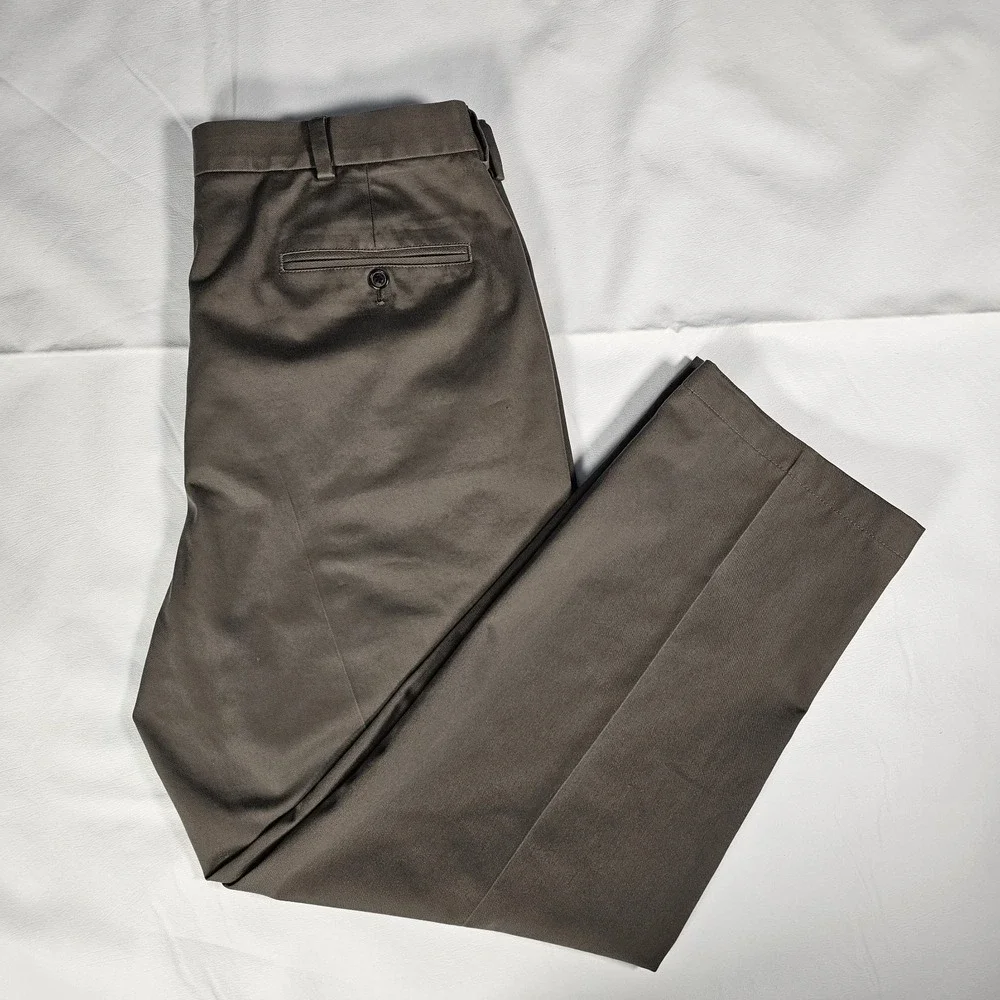 Brooks Brothers Advantage Chino Hudson Pants Mens 38x32 Brown Flat Front